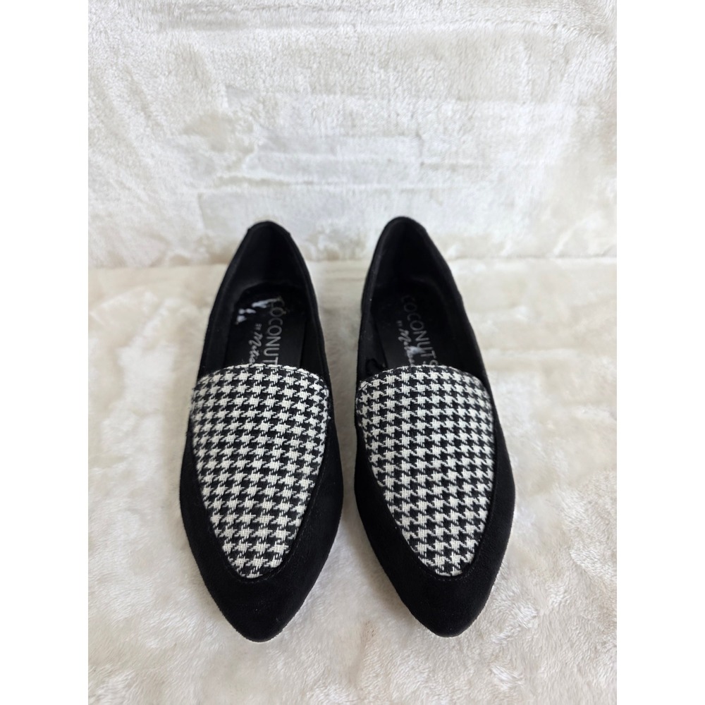 Coconuts by Matisse Nano Black White Houndstooth Pointed Toe Loafers Flats 5.5M‎